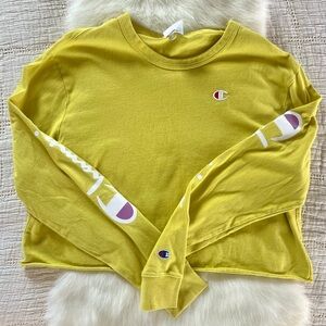 Champion XL lime yellow long sleeve cropped tee